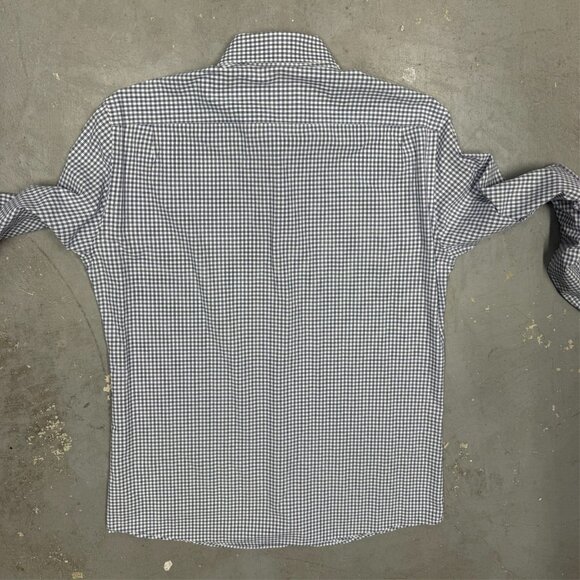 Ermenegildo Zegna Dress Shirt Check Textured Cotton Long Sleeve 15.5 Medium - Picture 10 of 10